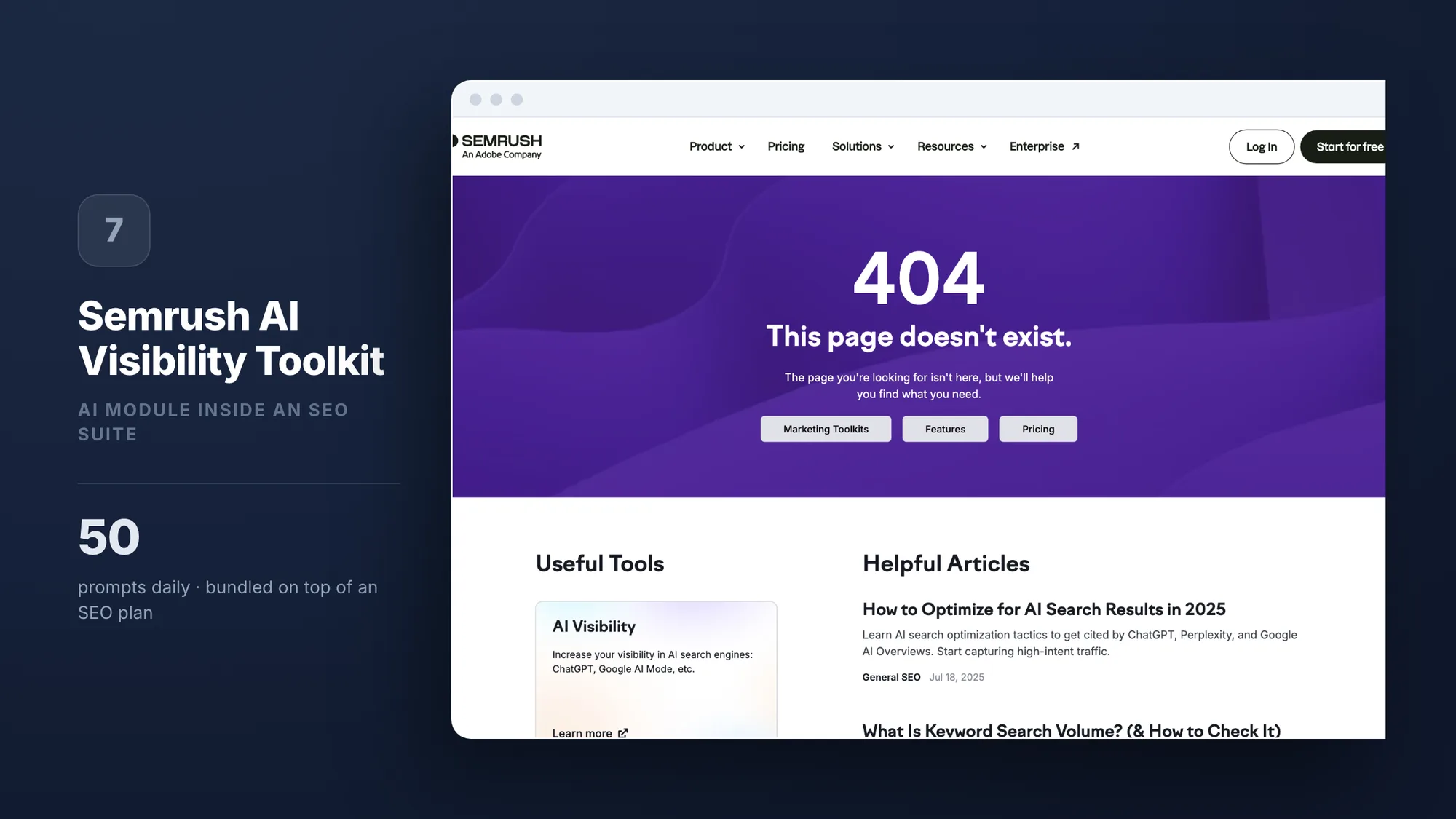 Semrush AI Visibility Toolkit, ranked number 7 in this comparison