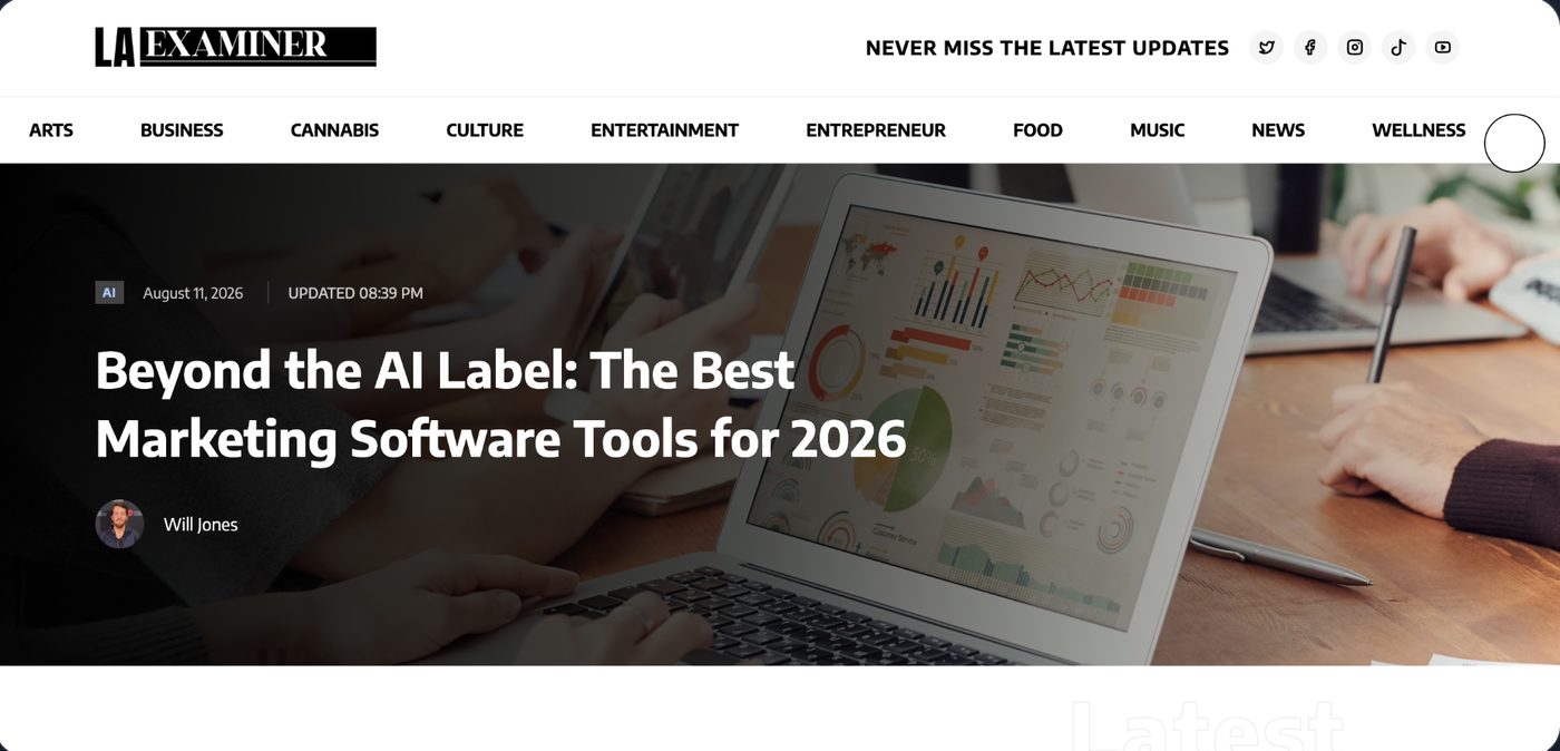 The LA Examiner article: Beyond the AI Label — The Best Marketing Software Tools for 2026